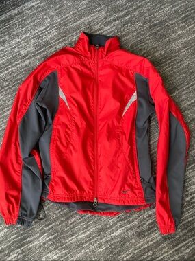 Nike Red and Gray Mesh-Lined Athletic Jacket